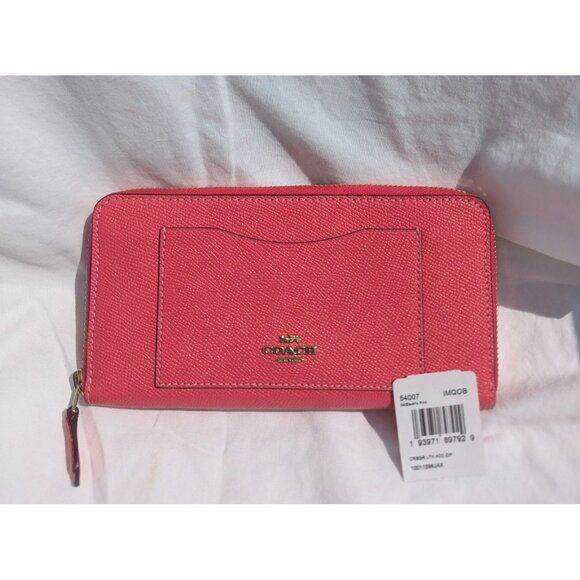 NEW Coach Accordion Zip Wallet Front Pocket Electric Pink - Picture 1 of 8